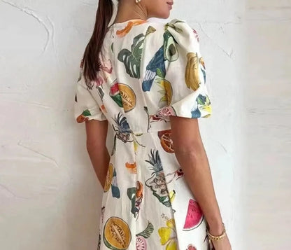 Buntes Frucht-Maxikleid - Sophia