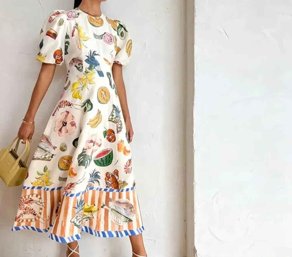 Buntes Frucht-Maxikleid - Sophia