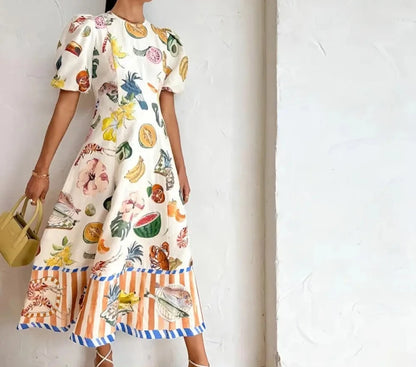 Buntes Frucht-Maxikleid - Sophia