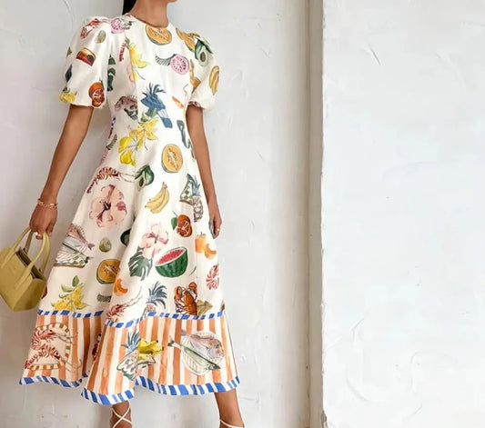 Buntes Frucht-Maxikleid - Sophia