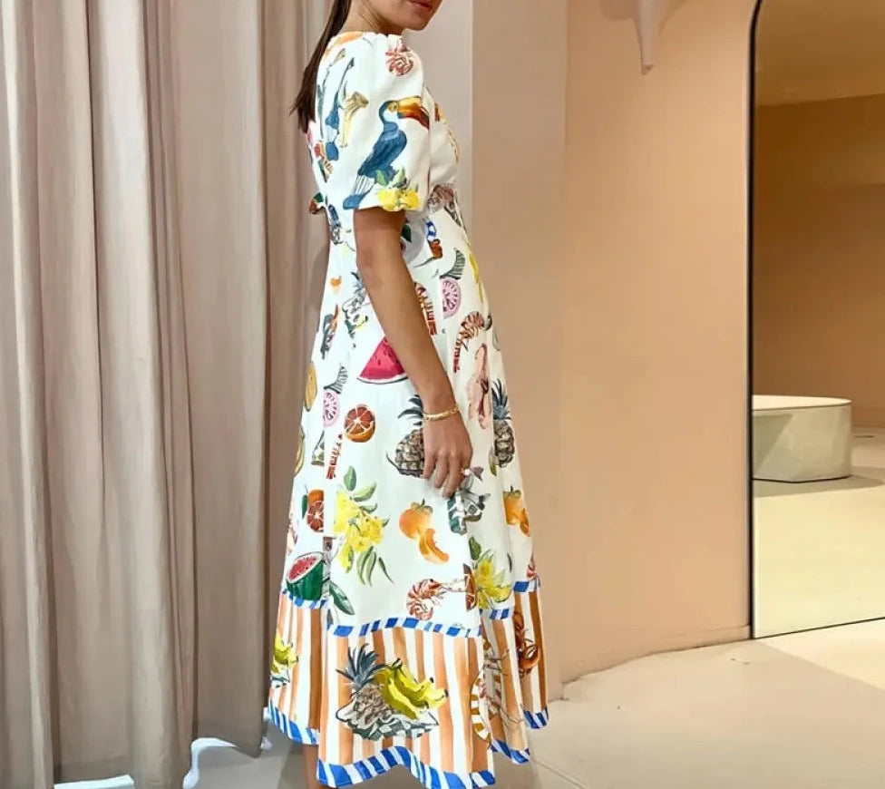 Buntes Frucht-Maxikleid - Sophia