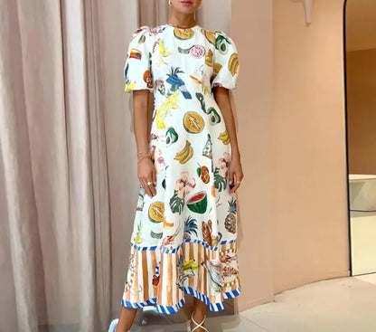 Buntes Frucht-Maxikleid - Sophia