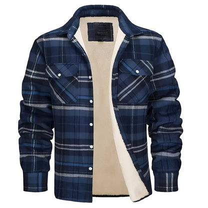 Herren-flanellhemdjacke mit fleecefutter und karomuster – herren