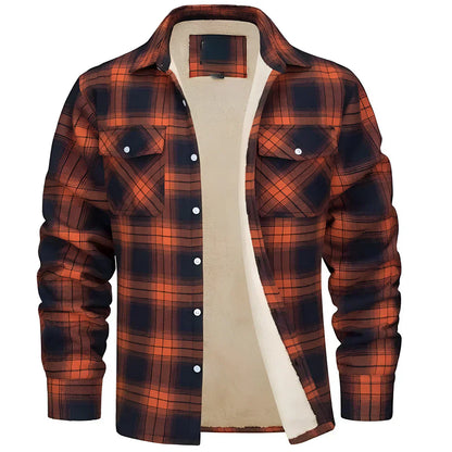 Herren-flanellhemdjacke mit fleecefutter und karomuster – herren