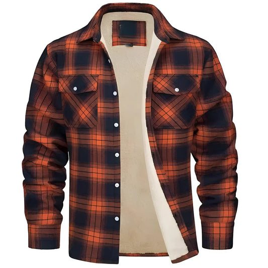 Herren-flanellhemdjacke mit fleecefutter und karomuster – herren