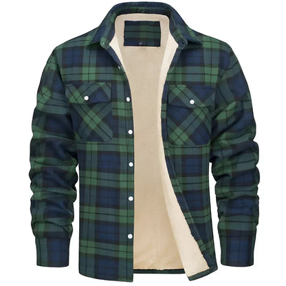 Herren-flanellhemdjacke mit fleecefutter und karomuster – herren