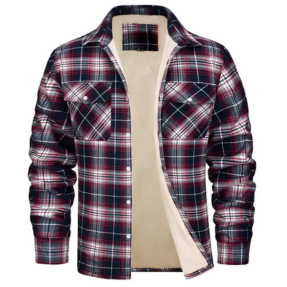 Herren-flanellhemdjacke mit fleecefutter und karomuster – herren
