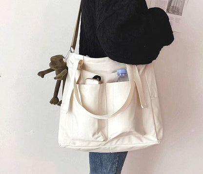 Clara - Weiße Canvas-Tragetasche 'Blossom