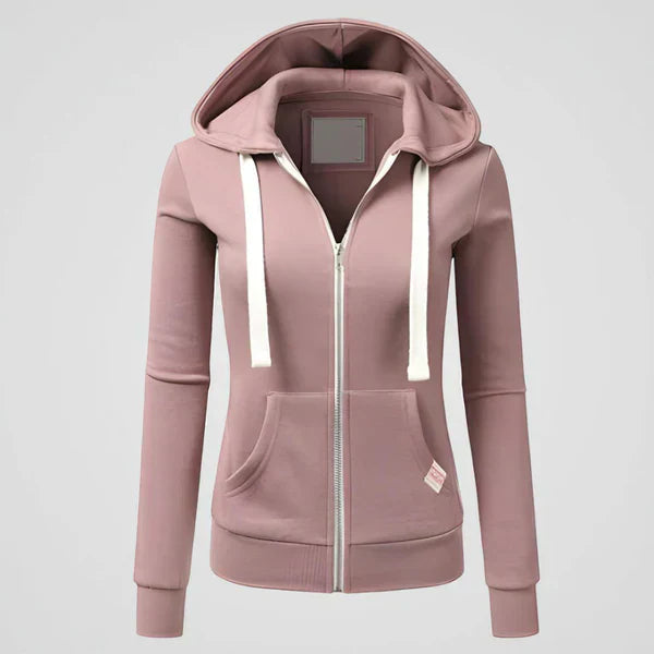 Damen-fleece-kapuzenjacke mit reißverschluss – damen