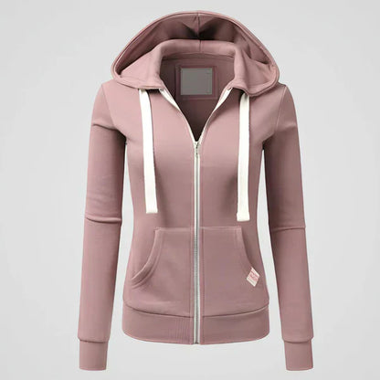 Damen-fleece-kapuzenjacke mit reißverschluss – damen