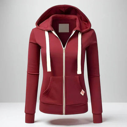 Damen-fleece-kapuzenjacke mit reißverschluss – damen