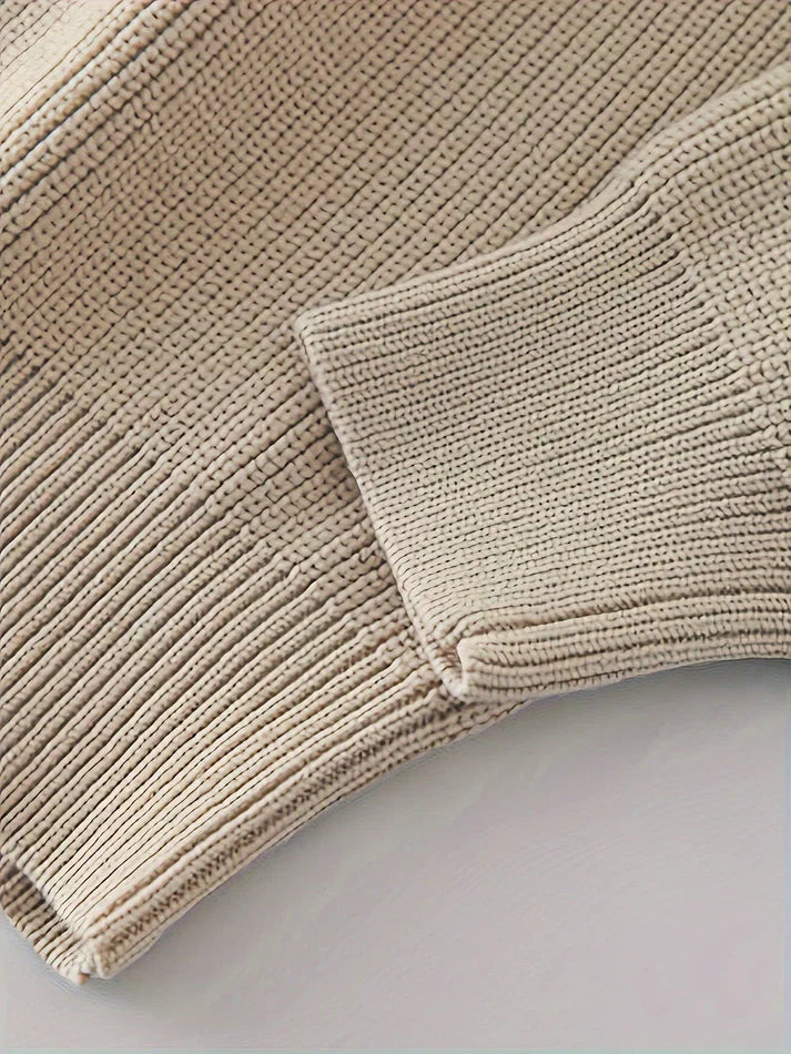 Anders – half-zip strickpullover mit hohem kragen und rippstruktur