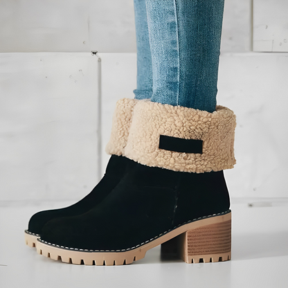 CozyStride Damen Wasserdichte Lederstiefel mit Wollfutter