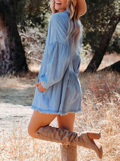 Elegantes Oversize-Jeanshemdkleid