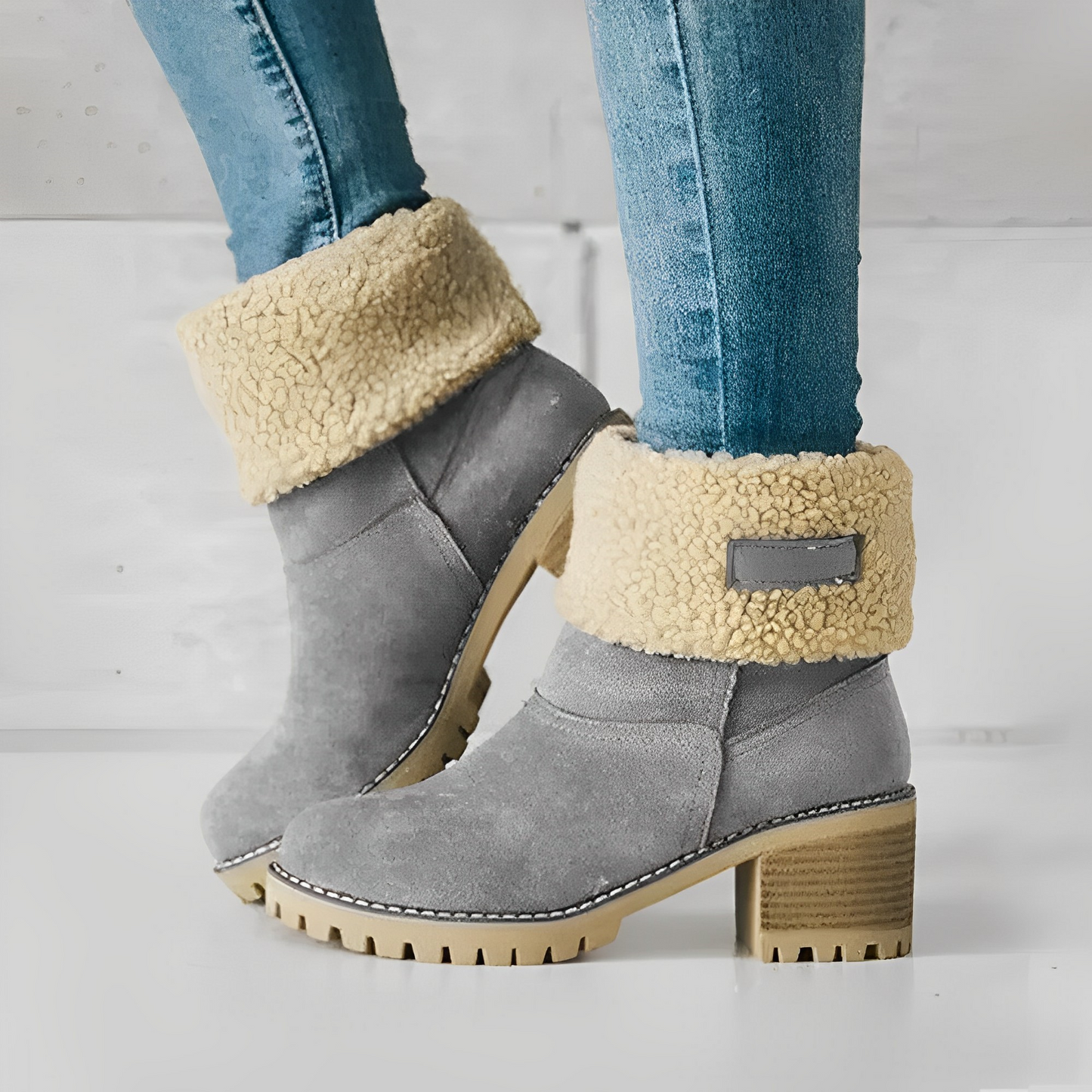CozyStride Damen Wasserdichte Lederstiefel mit Wollfutter