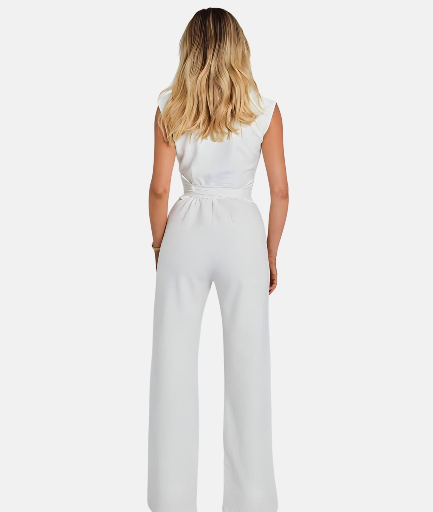 Modischer Jumpsuit mit Wickeldetail und weitem Bein