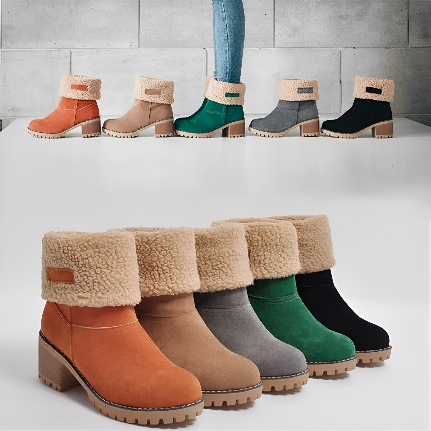 CozyStride Damen Wasserdichte Lederstiefel mit Wollfutter