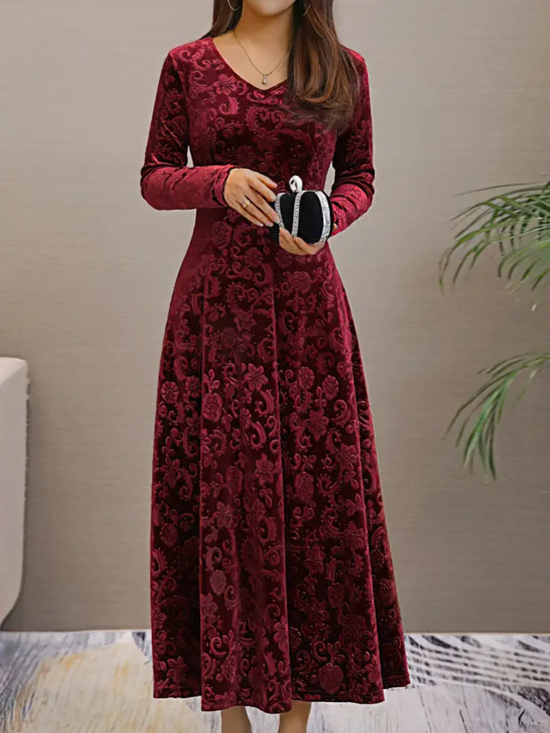Elegantes Spitzen-A-Linien-Kleid mit V-Ausschnitt