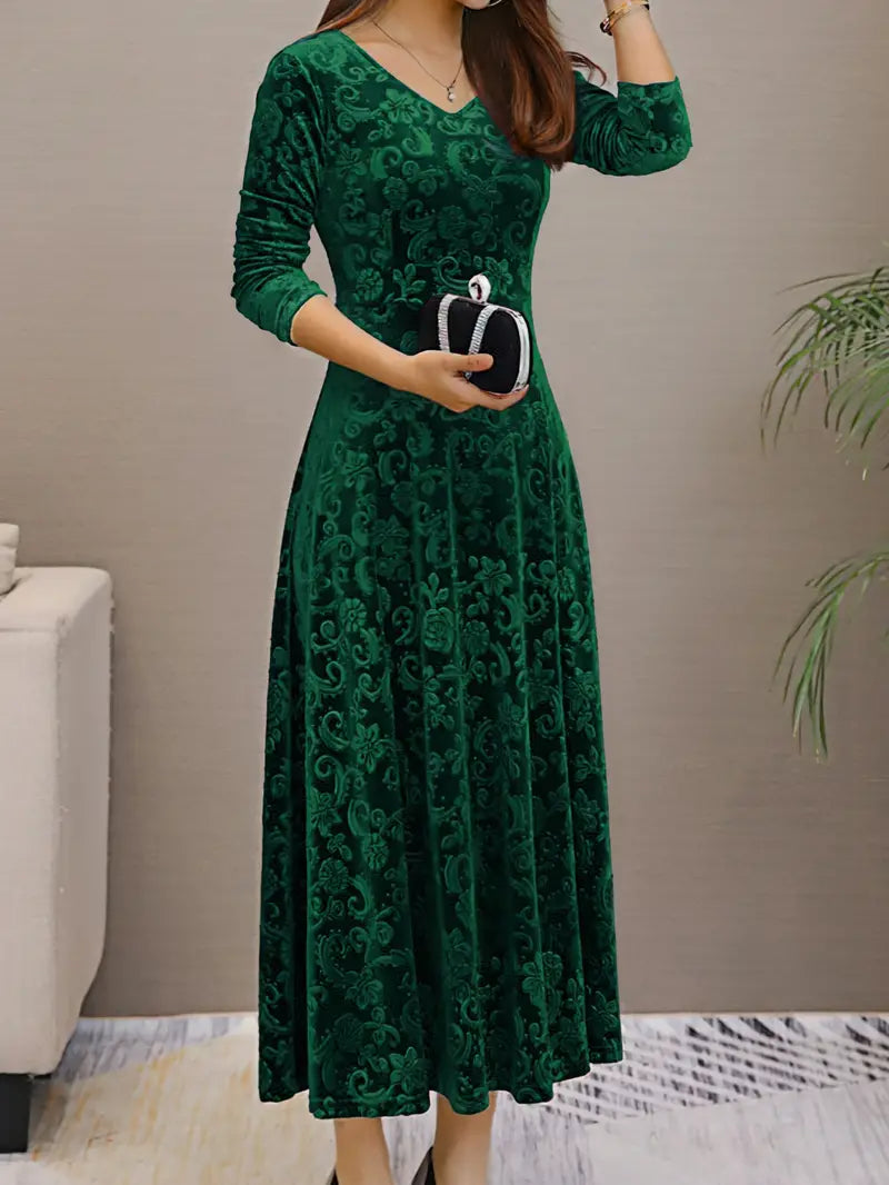 Elegantes Spitzen-A-Linien-Kleid mit V-Ausschnitt