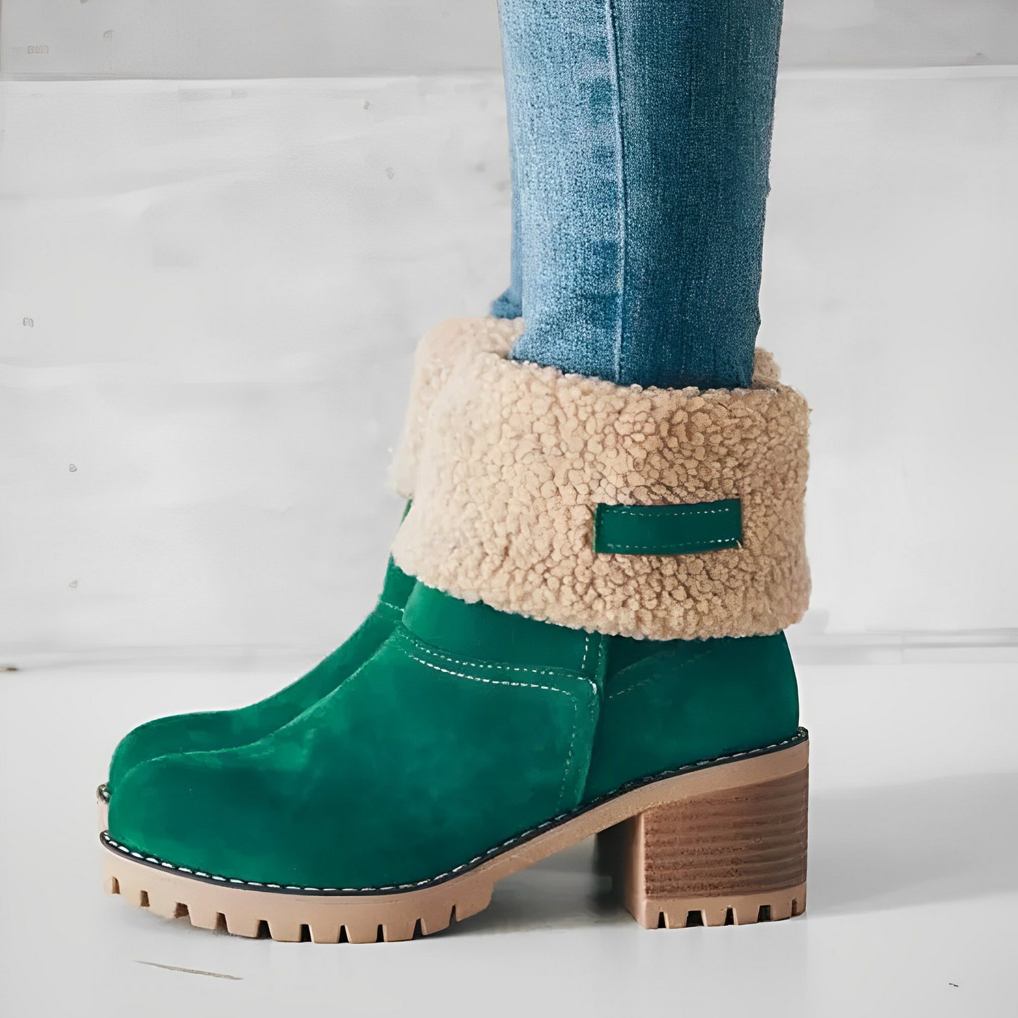 CozyStride Damen Wasserdichte Lederstiefel mit Wollfutter