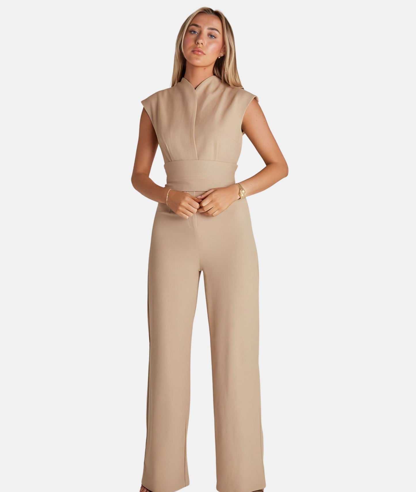Modischer Jumpsuit mit Wickeldetail und weitem Bein