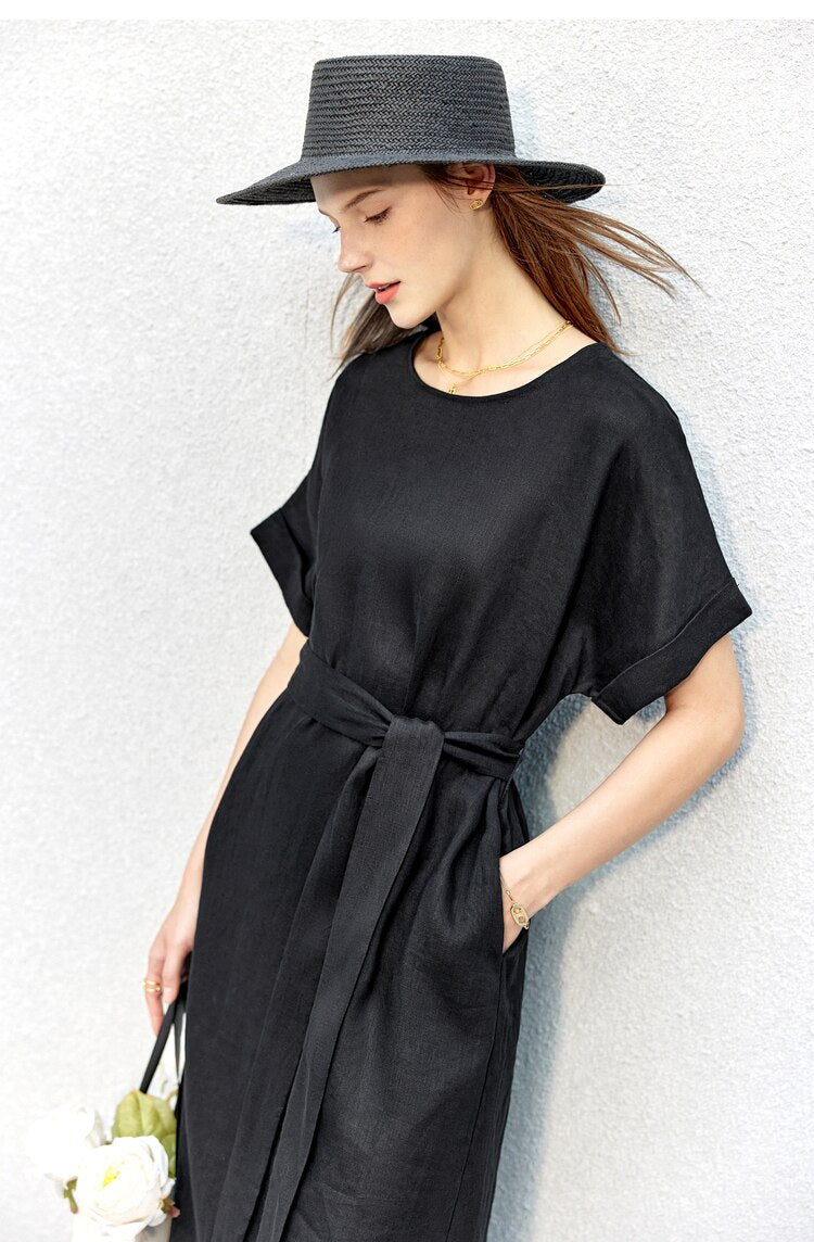 Charmantes Midikleid mit Gürtel – Klassisch & Komfortabel