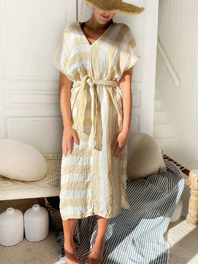 Elegantes Gestreiftes Maxikleid – Luftige Eleganz