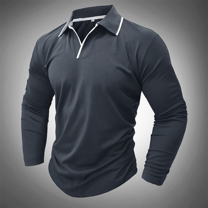 Elegantes Herren-Polohemd – Kontrastkragen & Slim-Fit