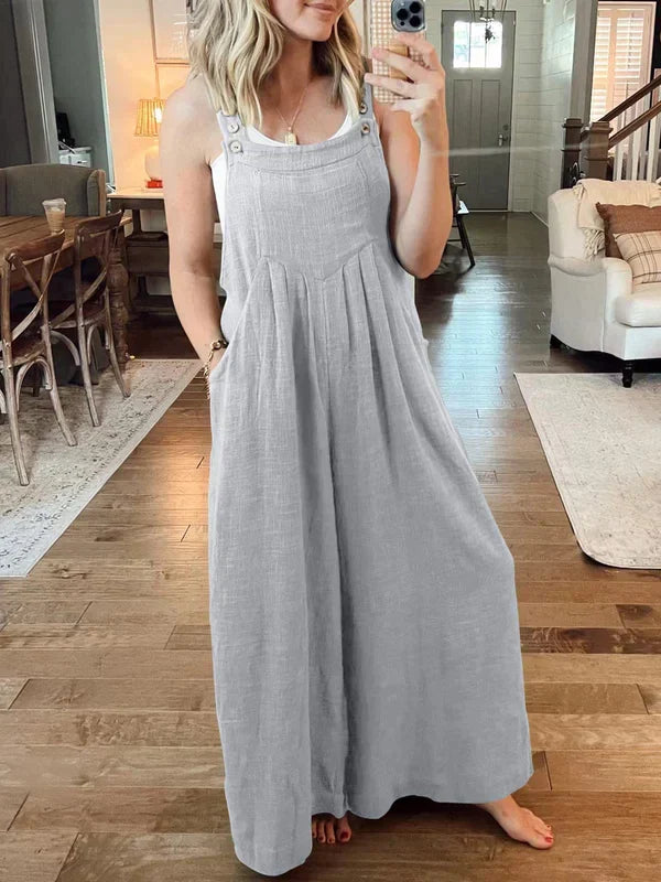 Eleganza Leinen Blüte Jumpsuit