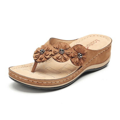Blumen-Verzierte Flach-Sandalen | Bequem & Stilvoll