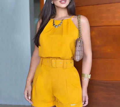 Chic-Modernes Top-und-Shorts-Set - Sommerlich & Stilvoll