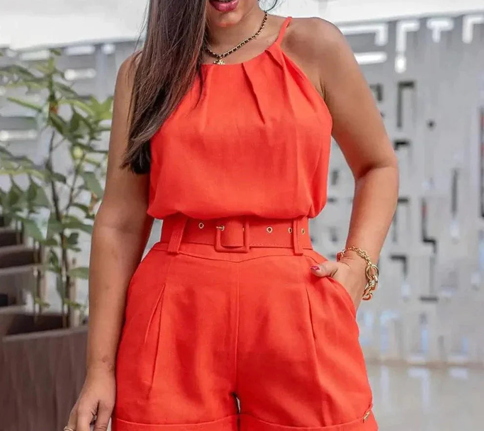 Chic-Modernes Top-und-Shorts-Set - Sommerlich & Stilvoll