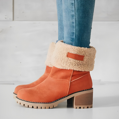 CozyStride Damen Wasserdichte Lederstiefel mit Wollfutter