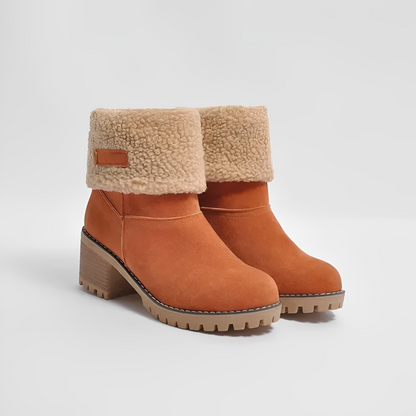 CozyStride Damen Wasserdichte Lederstiefel mit Wollfutter