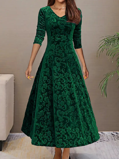 Elegantes Spitzen-A-Linien-Kleid mit V-Ausschnitt
